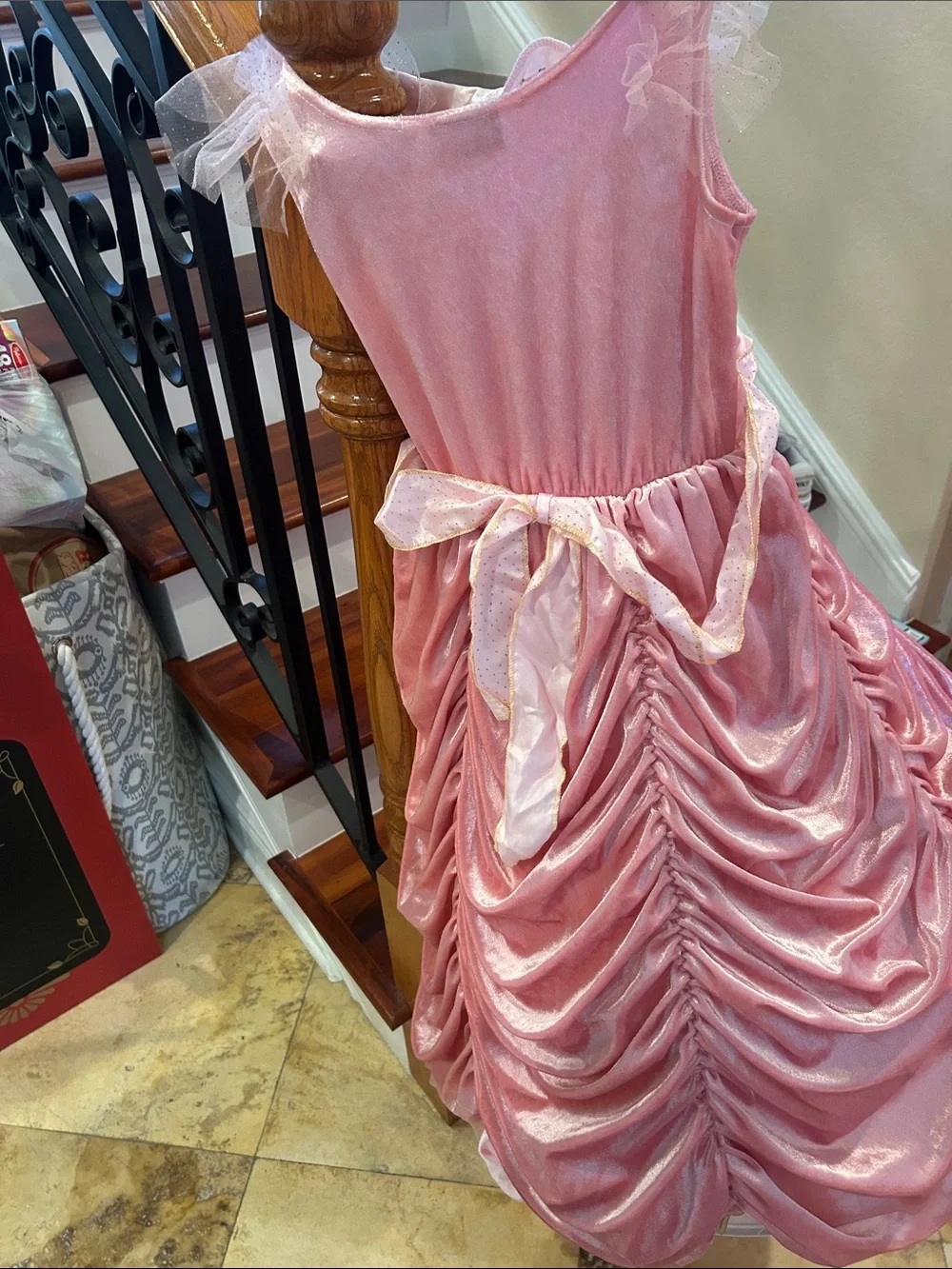 Girls Sleeping Beauty Pink Princess Ruched Tulle Dress size 7/8